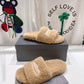 Furry Logo-Embroidered Faux Shearling Slides