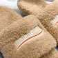 Furry Logo-Embroidered Faux Shearling Slides