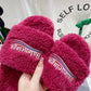 Furry Logo-Embroidered Faux Shearling Slides