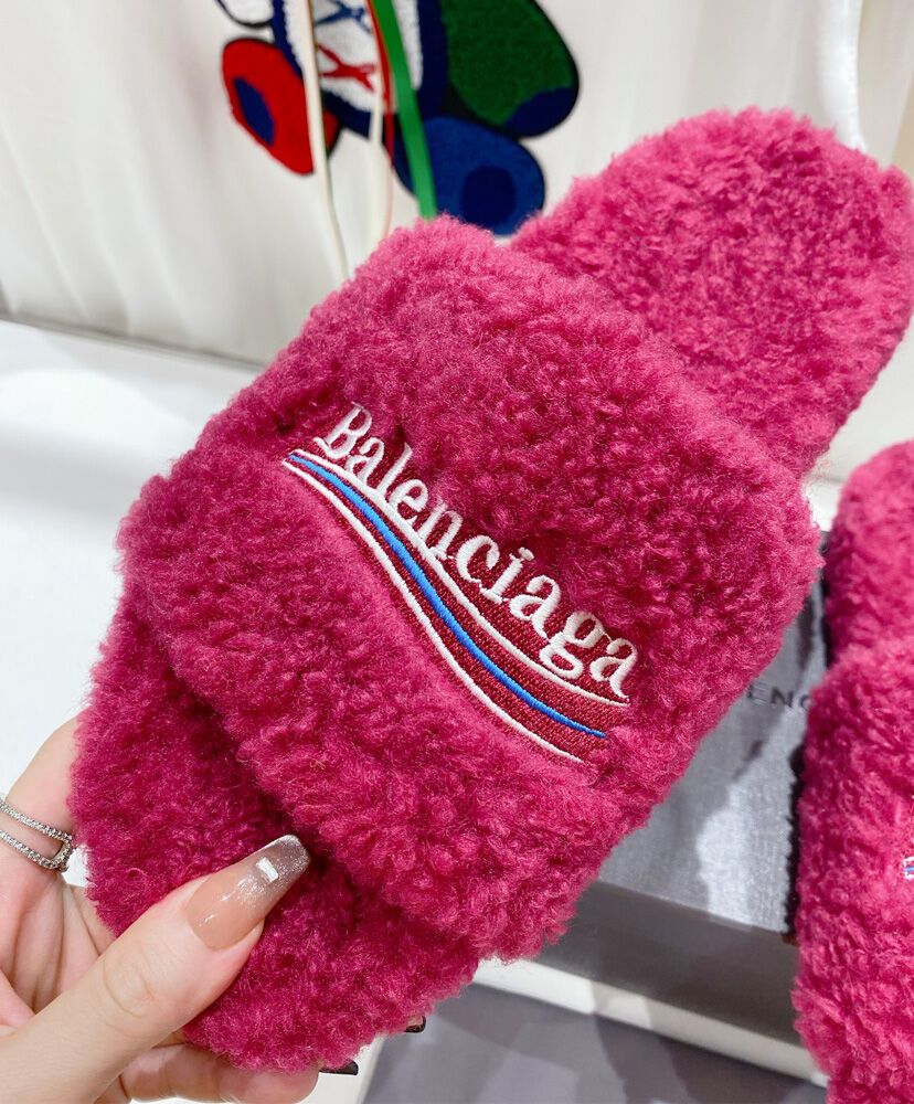 Furry Logo-Embroidered Faux Shearling Slides