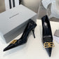 Square Knife BB Icon 80mm Pump In Black Shiny Lambskin