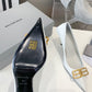Square Knife BB Icon 80mm Pump In White Shiny Lambskin