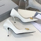 Square Knife BB Icon 80mm Pump In White Shiny Lambskin