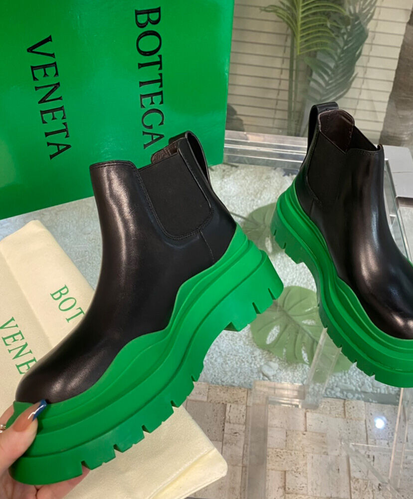 Tire Leather Ankle Boots