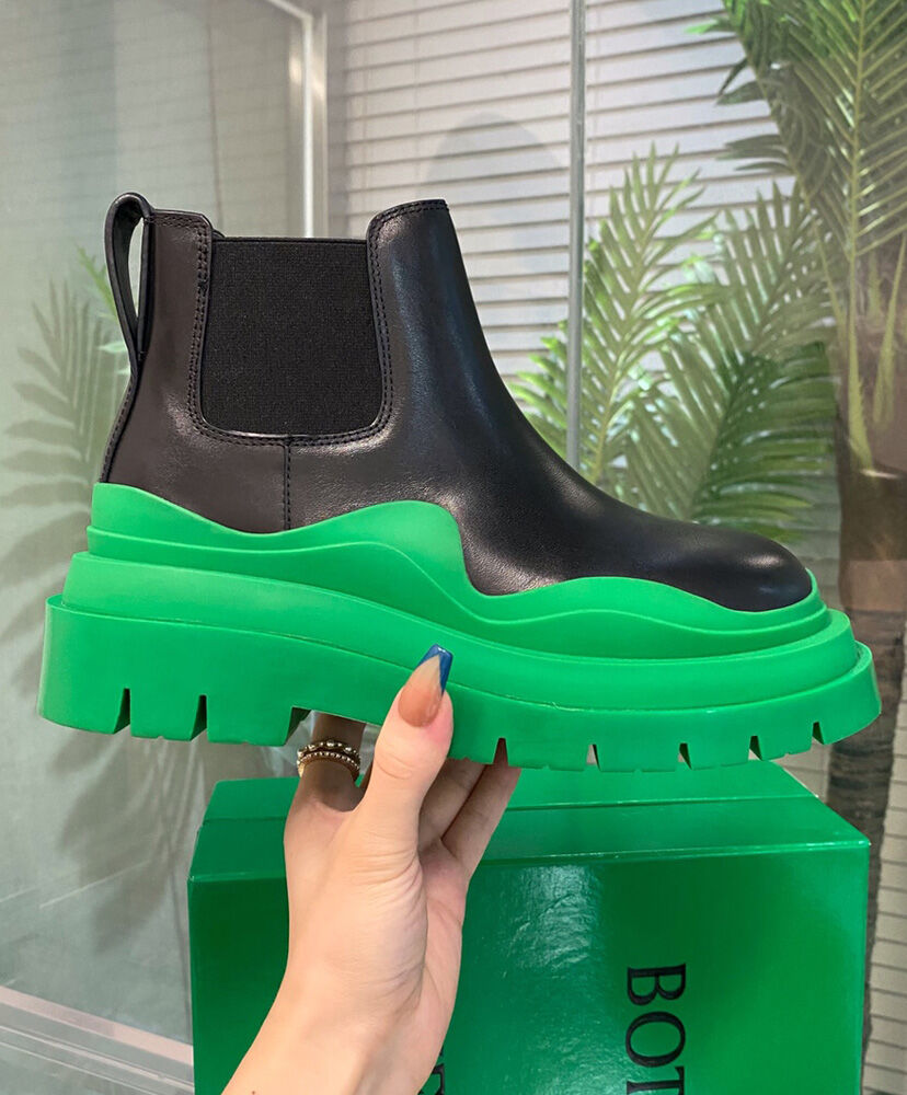 Tire Leather Ankle Boots