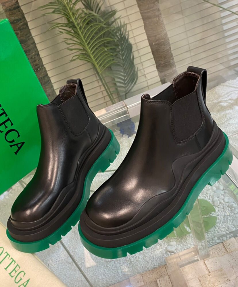 Tire Leather Ankle Boots