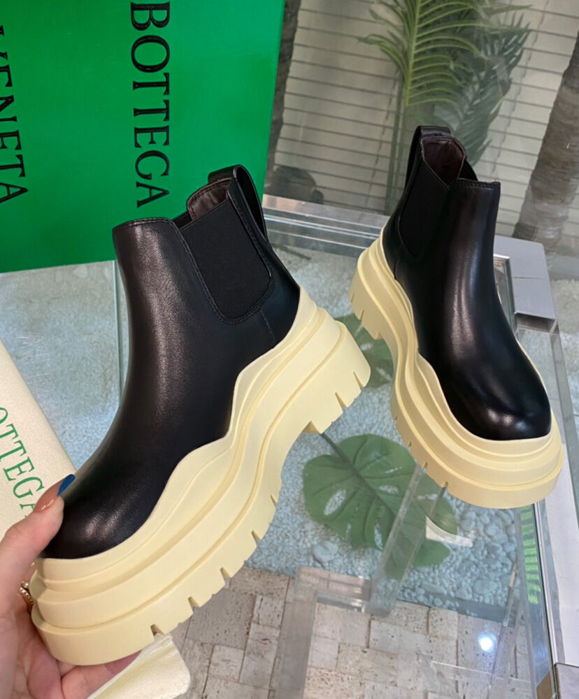 Tire Leather Ankle Boots