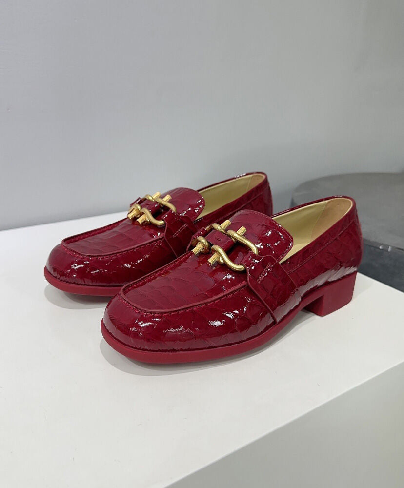 Madame Patent Crocodile-effect Leather Loafers