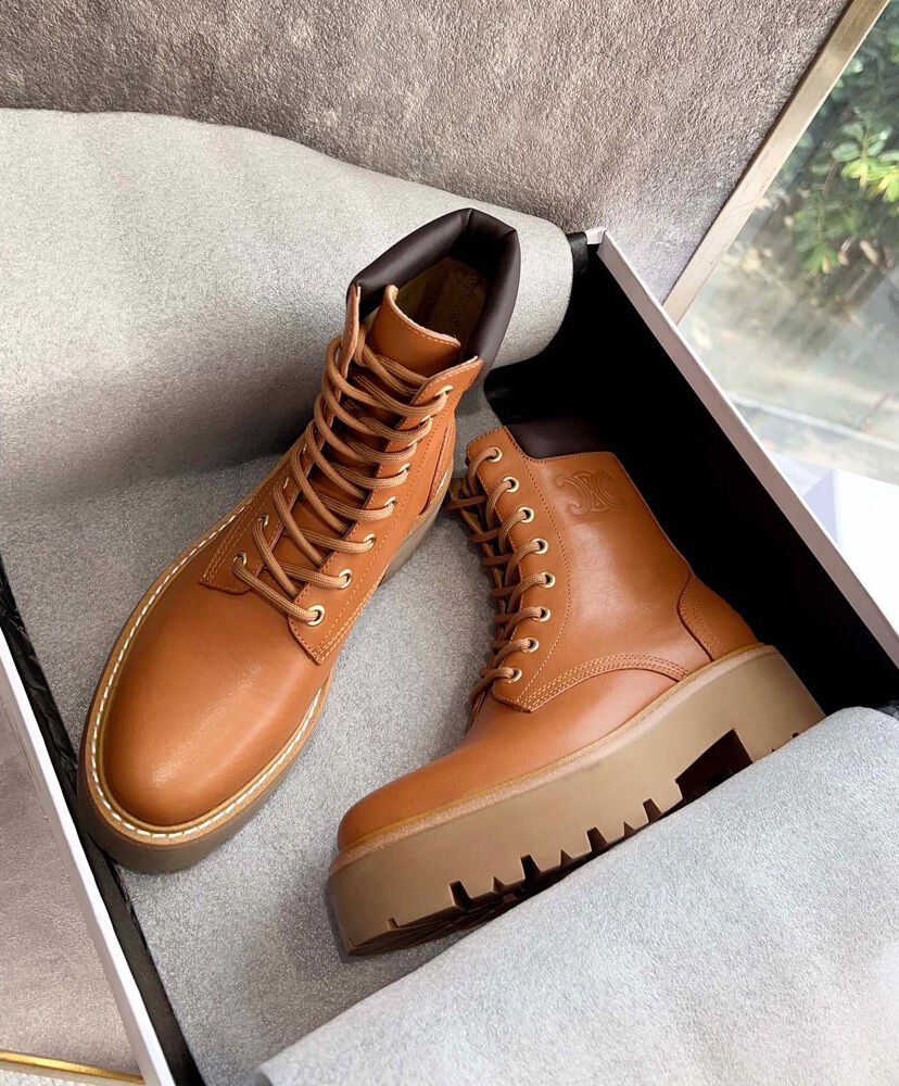 Lace-Up Boot With Triomphe Celine Bulky In Calfskin