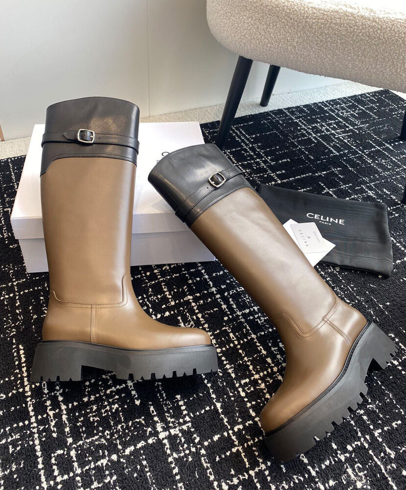 Celine Bulky High Buckle Boot In Calfskin