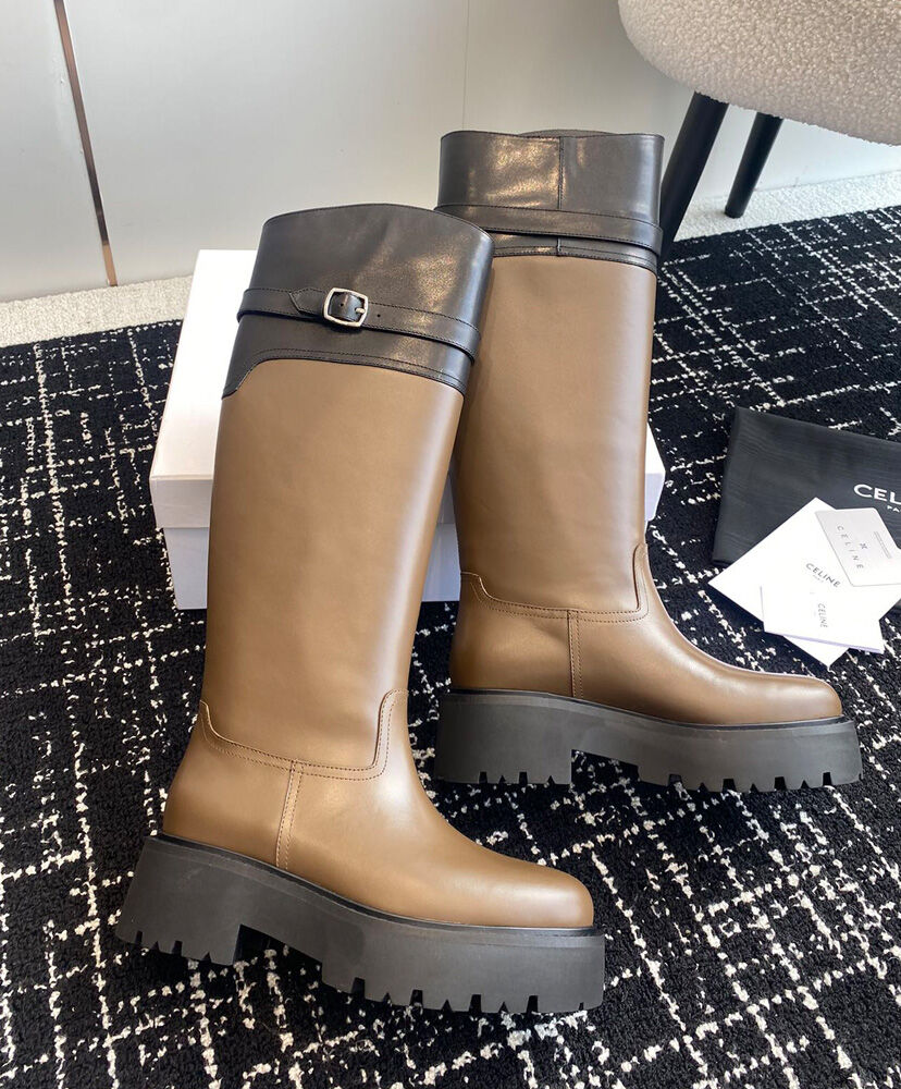 Celine Bulky High Buckle Boot In Calfskin