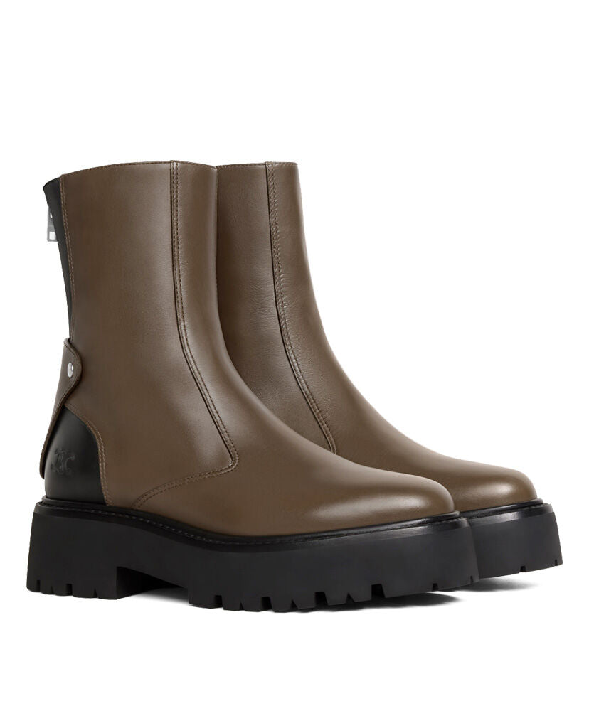 Celine Bulky Boots With Back Zip And Triomphe In Calfskin