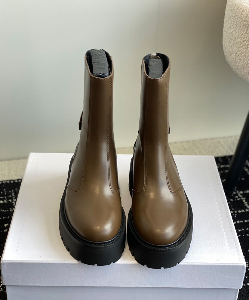 Celine Bulky Boots With Back Zip And Triomphe In Calfskin