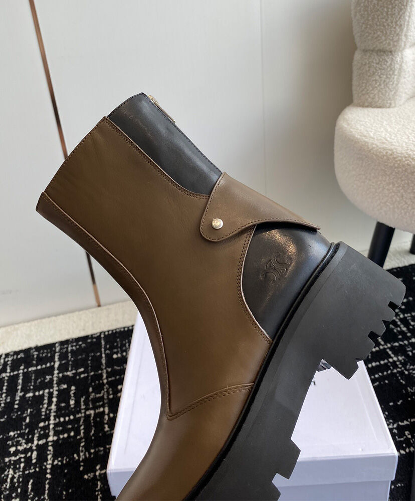 Celine Bulky Boots With Back Zip And Triomphe In Calfskin