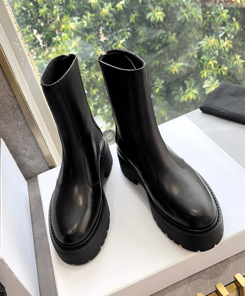 Celine Bulky Boots With Back Zip And Triomphe In Calfskin