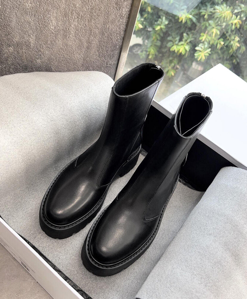 Celine Bulky Boots With Back Zip And Triomphe In Calfskin