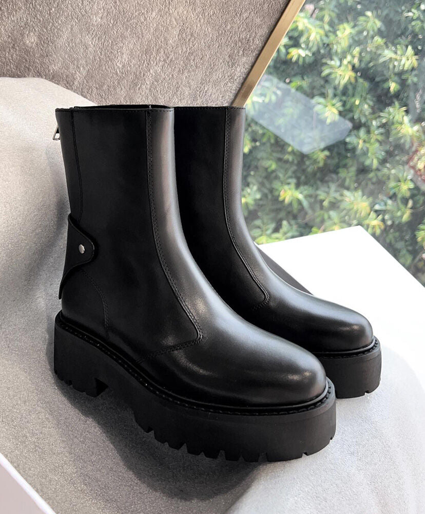 Celine Bulky Boots With Back Zip And Triomphe In Calfskin