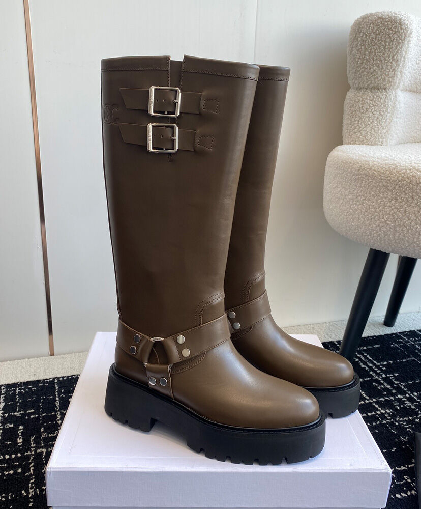 Celine Bulky Biker High Boot In Calfskin