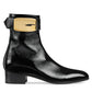 Carol Buckled Textured Patent-Leather Ankle Boots