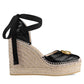 Leather Platform Espadrille Wedge Sandals 120