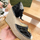 Leather Platform Espadrille Wedge Sandals 120