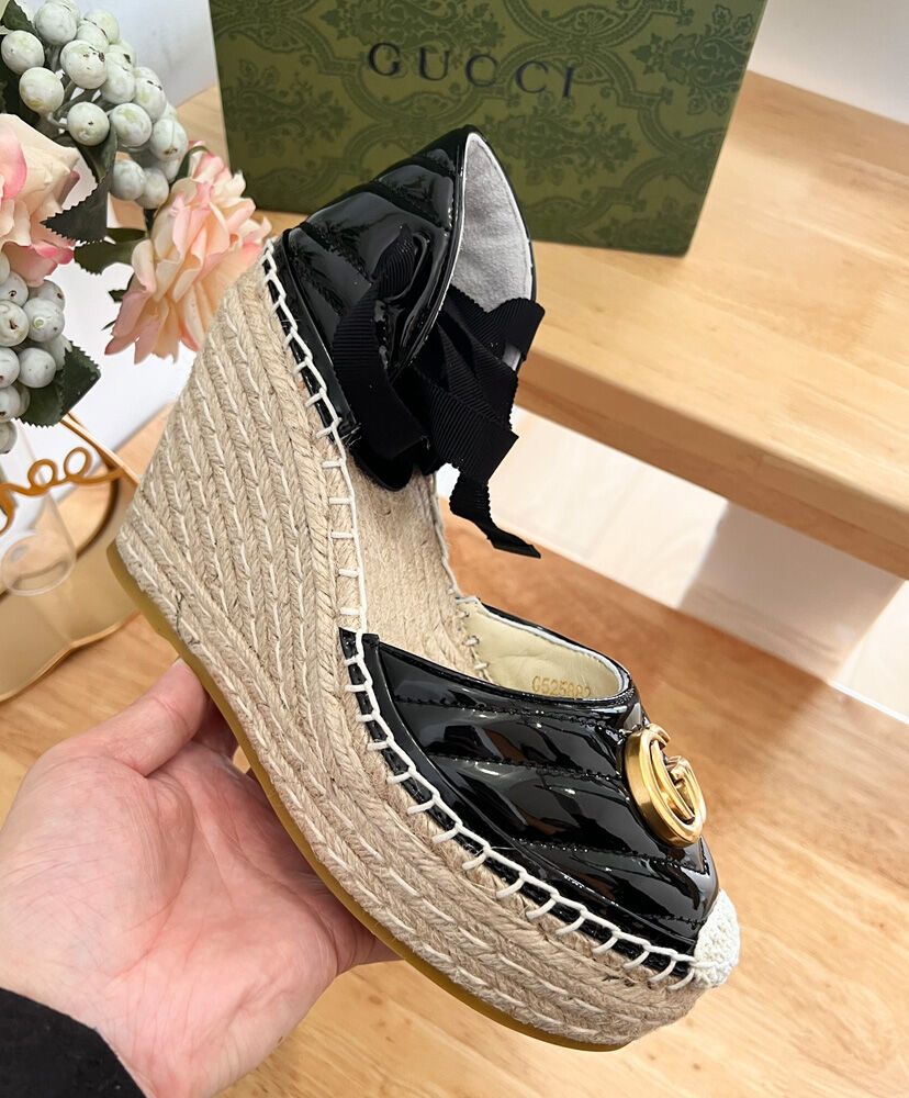 Leather Platform Espadrille Wedge Sandals 120