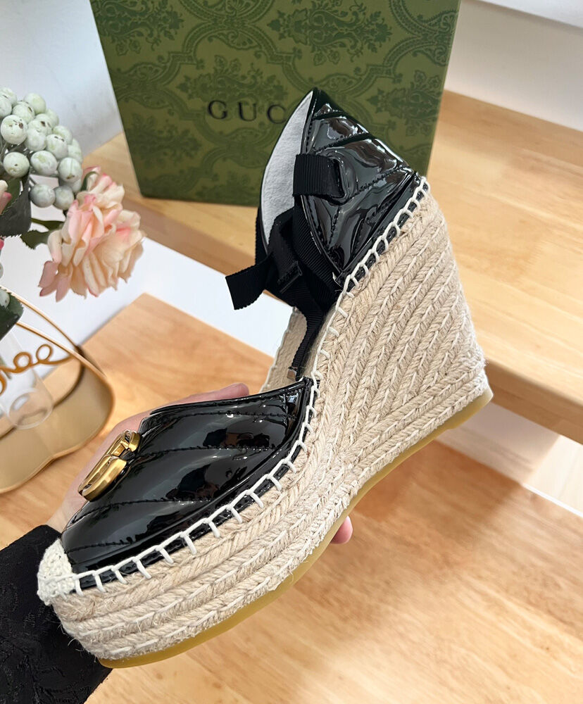 Leather Platform Espadrille Wedge Sandals 120