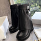 Shark Lock Leather Ankle Boots