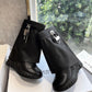 Shark Lock Leather Ankle Boots