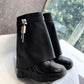 Shark Lock Leather Ankle Boots