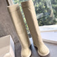 Shark Lock Leather Knee-high Boots