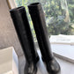 Shark Lock Leather Knee-high Boots