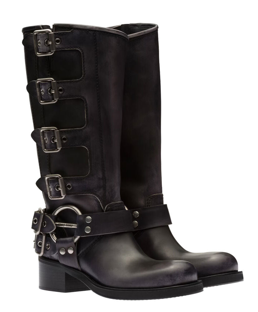 Leather Biker Boots