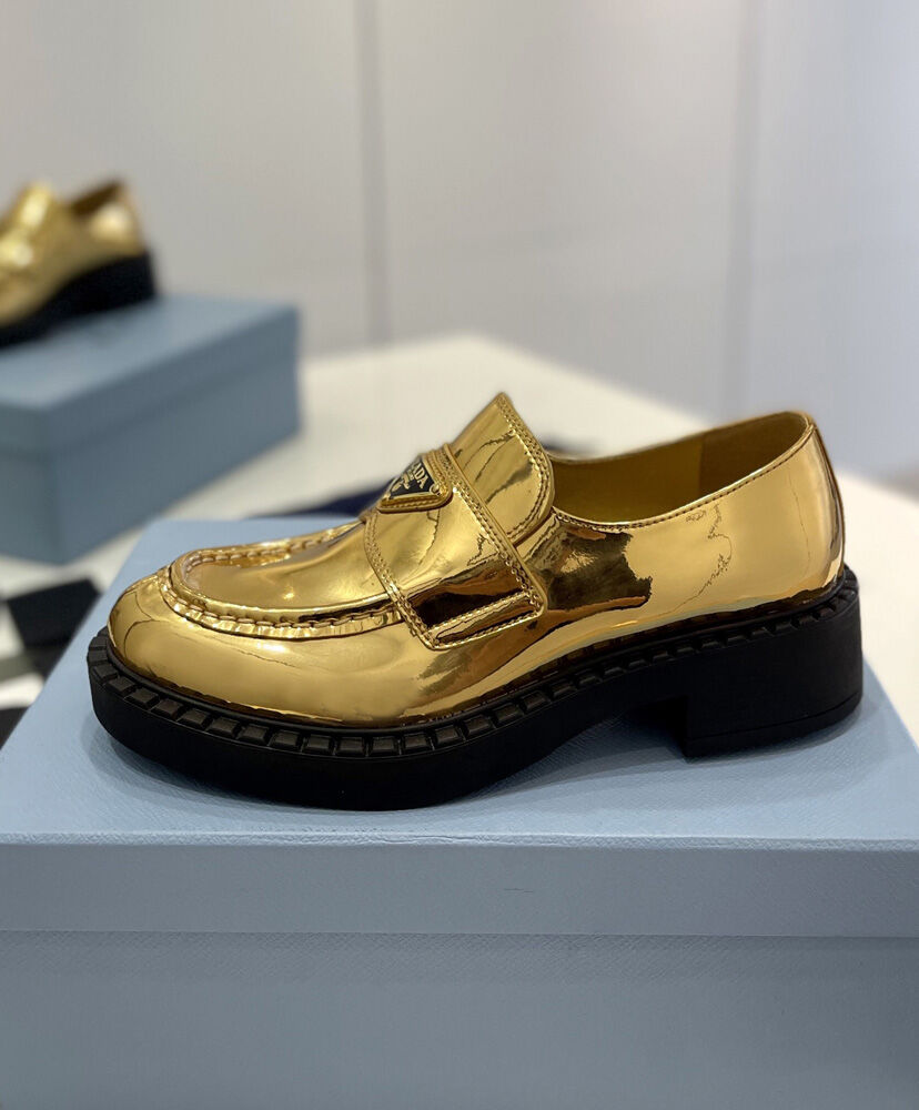 Metallic Leather Loafers