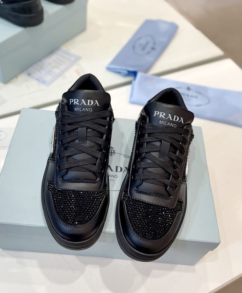 Downtown Leather Sneakers With Crystals