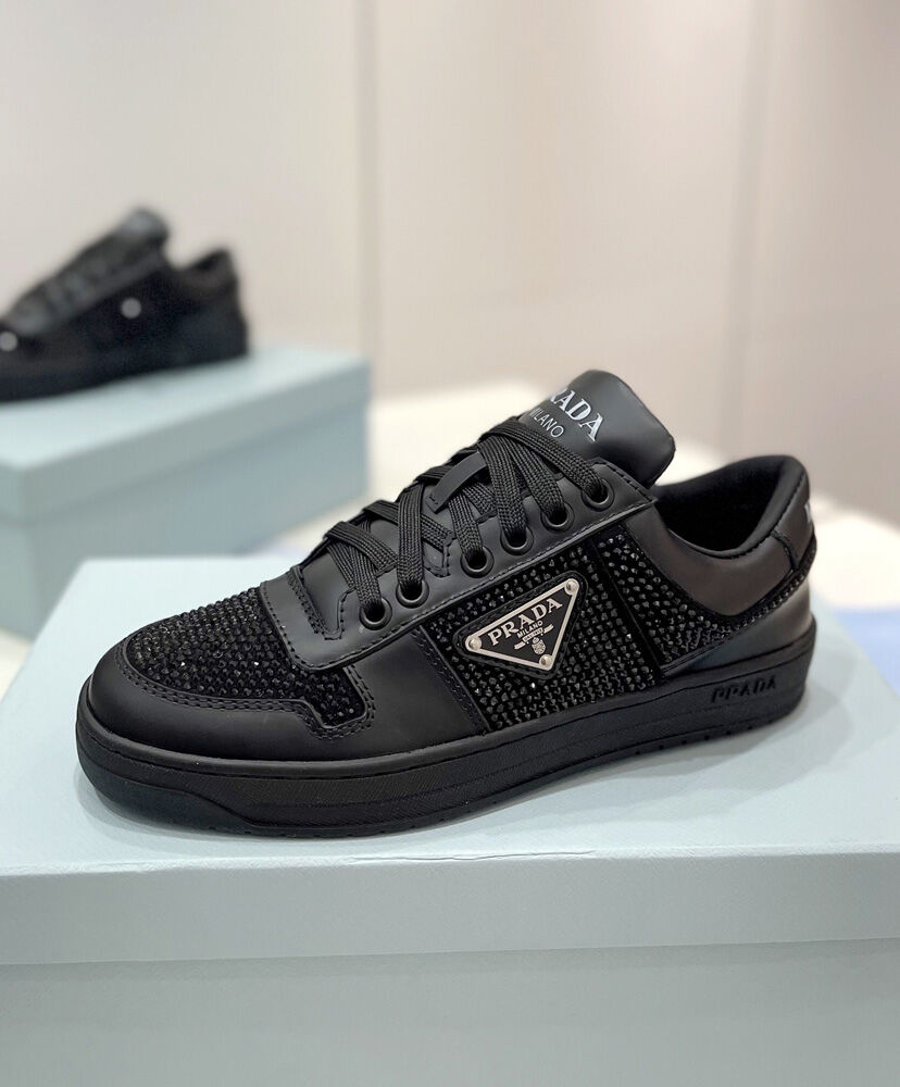 Downtown Leather Sneakers With Crystals