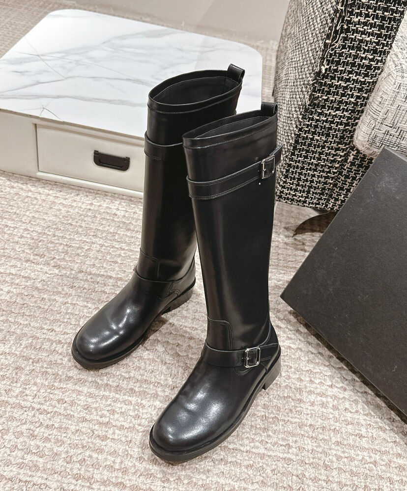 River Leather Biker Boots