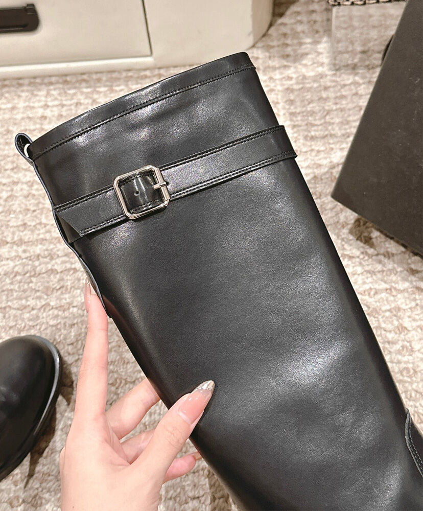 River Leather Biker Boots