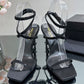 Opyum Sandals In Crepe Satin And Rhinestones