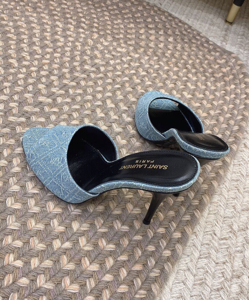 LA 16 Printed Denim Mules