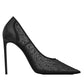 Anja Leather-Trimmed Crystal-Embellished Mesh Pumps