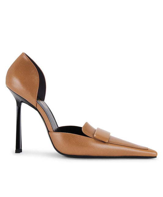 D'Orsay Glossed-Leather Pumps