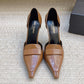 D'Orsay Glossed-Leather Pumps