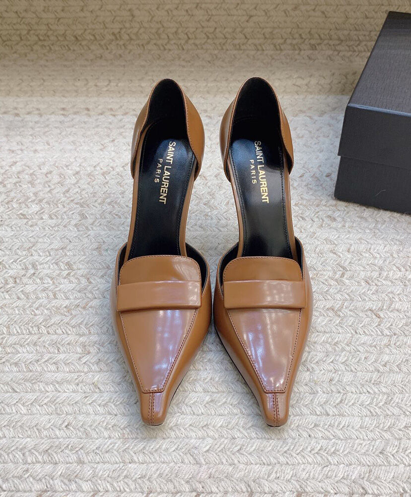 D'Orsay Glossed-Leather Pumps