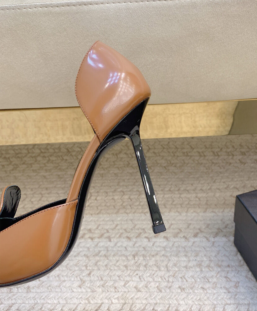 D'Orsay Glossed-Leather Pumps