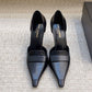 D'Orsay Glossed-Leather Pumps