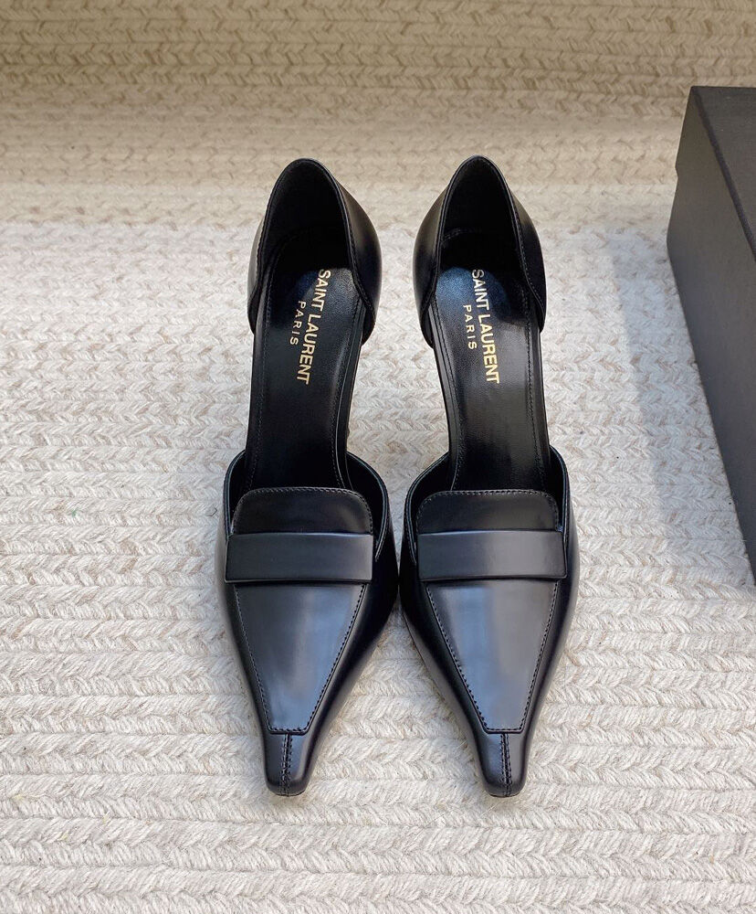 D'Orsay Glossed-Leather Pumps