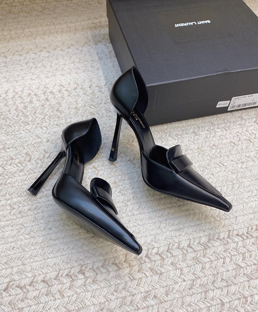 D'Orsay Glossed-Leather Pumps