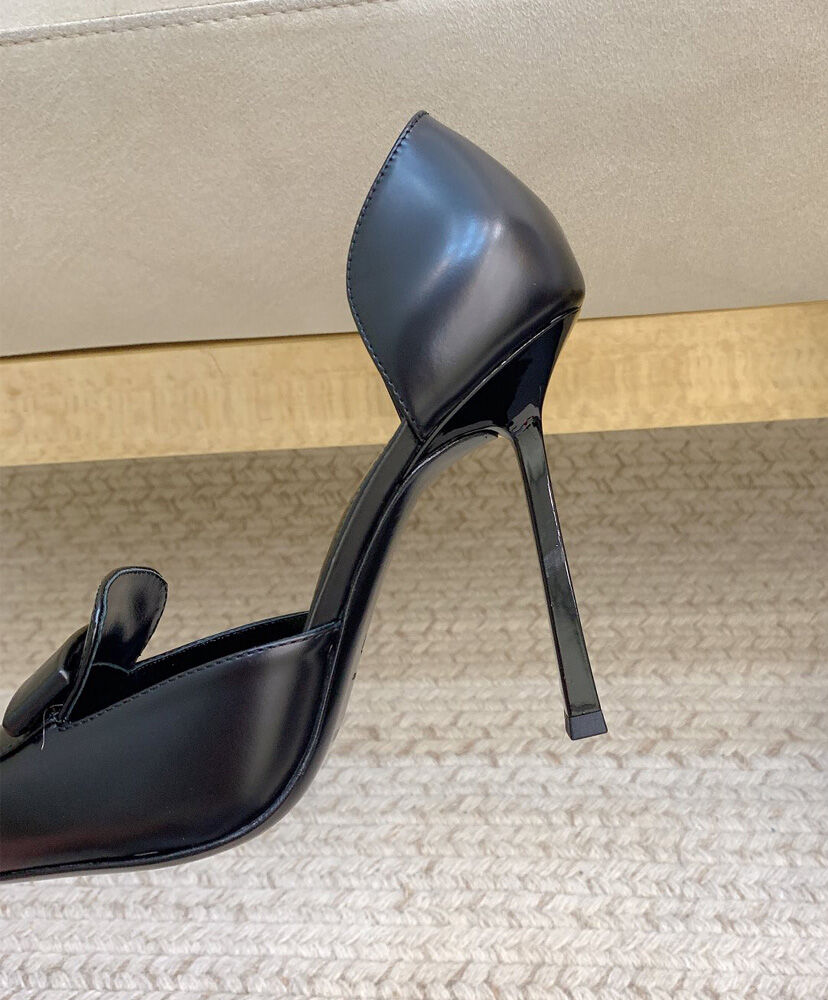 D'Orsay Glossed-Leather Pumps