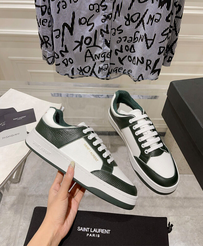 SL61 Logo-Print Leather Sneakers